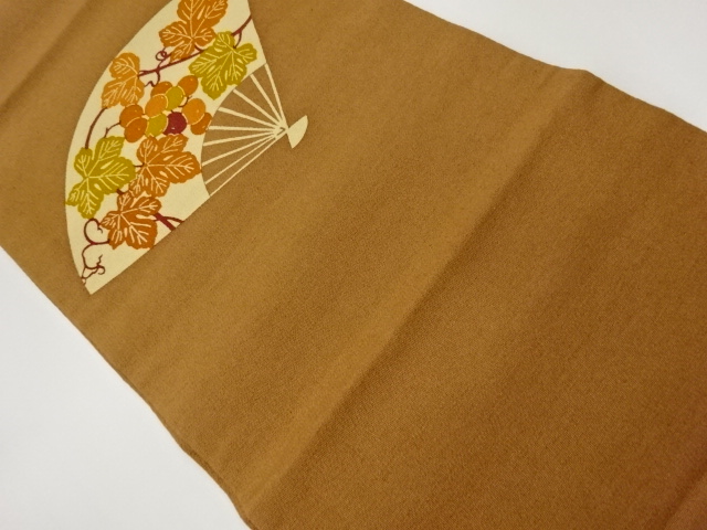 JAPANESE KIMONO / TSUMUGI GRAPE PATTERN KATAZOME JISHI PAPER HIRAKI NA